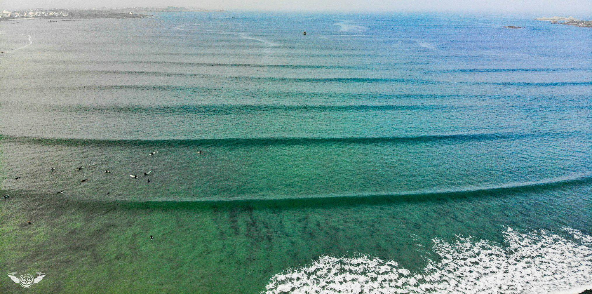 Vue en drone de la plage du Dossen, spot de surf
